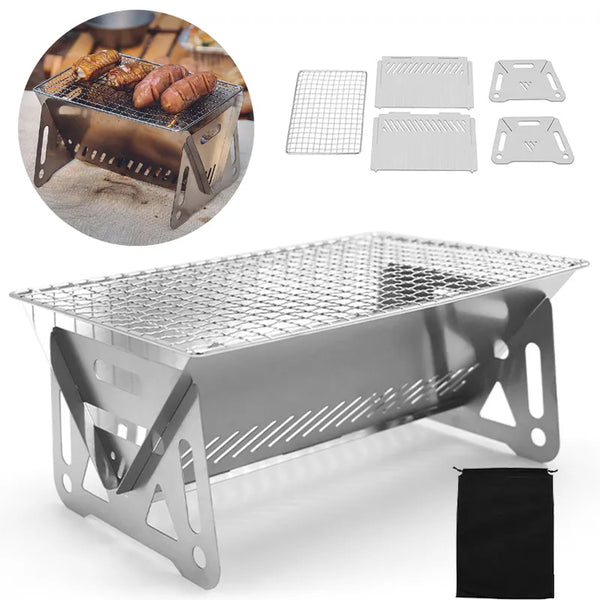 Narmexs Barbecue Grill Heating Stoves Multifunction Camping BBQ Grill Rack Net Firewood Stove Stainless steel BBQ Grill